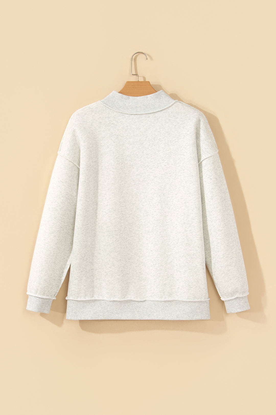 Gray MERRY Embroidered Letter High Neck Tunic Pullover Sweatshirt