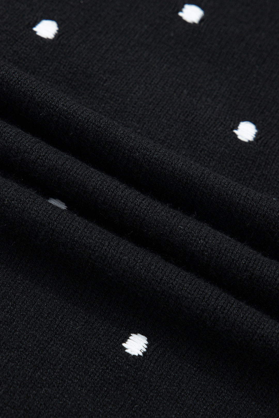 Black Elegant Polka Dot Bubble Short Sleeve Sweater