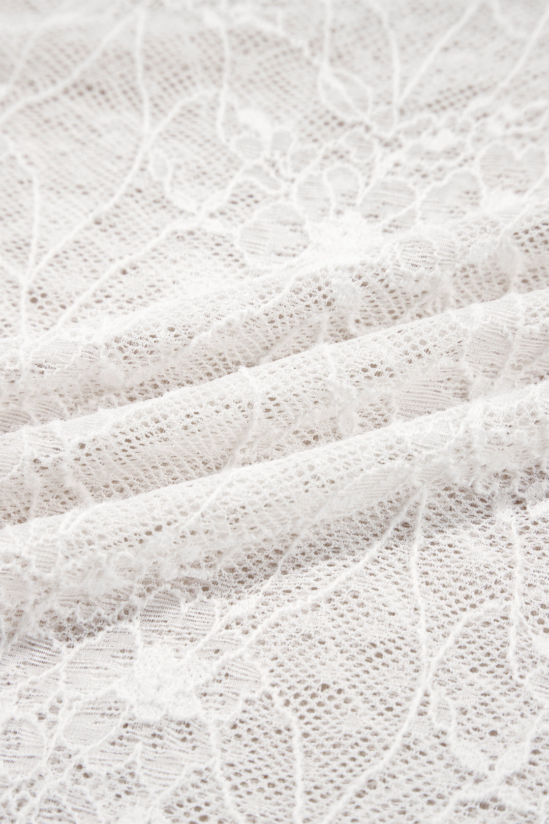 Beige Long Sleeve Sheer Mesh Lace Top