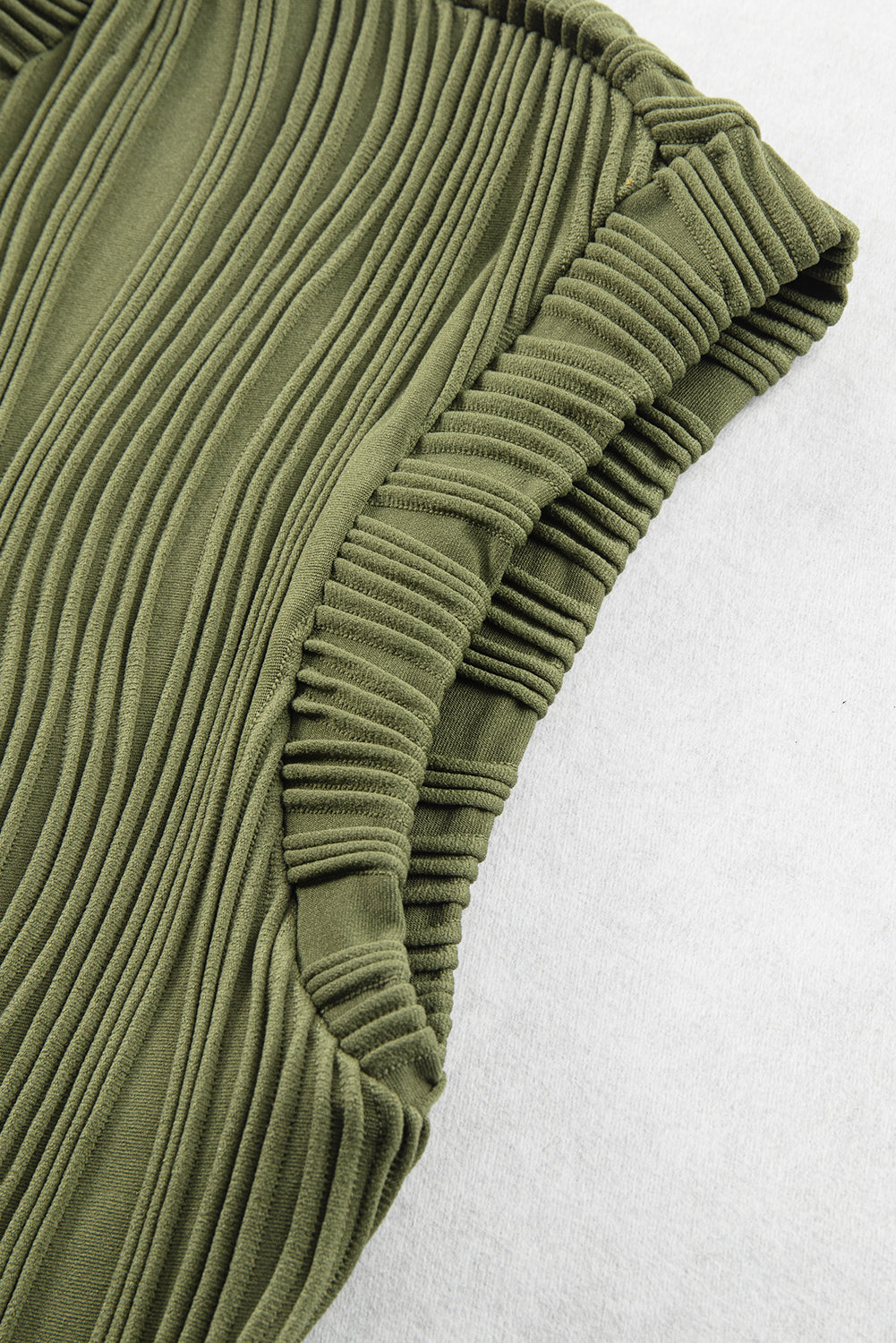 Jungle Green Wavy Texture Cap Sleeve Top