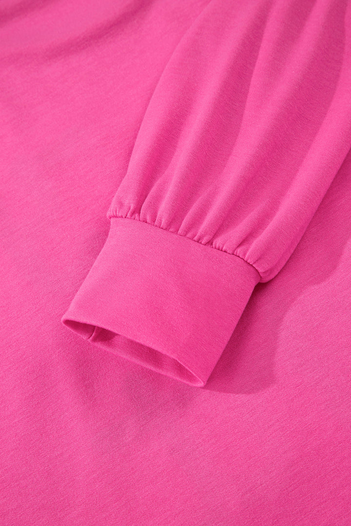 Rose Red Merry & Bright Christmas Letter Graphic Sweatshirt