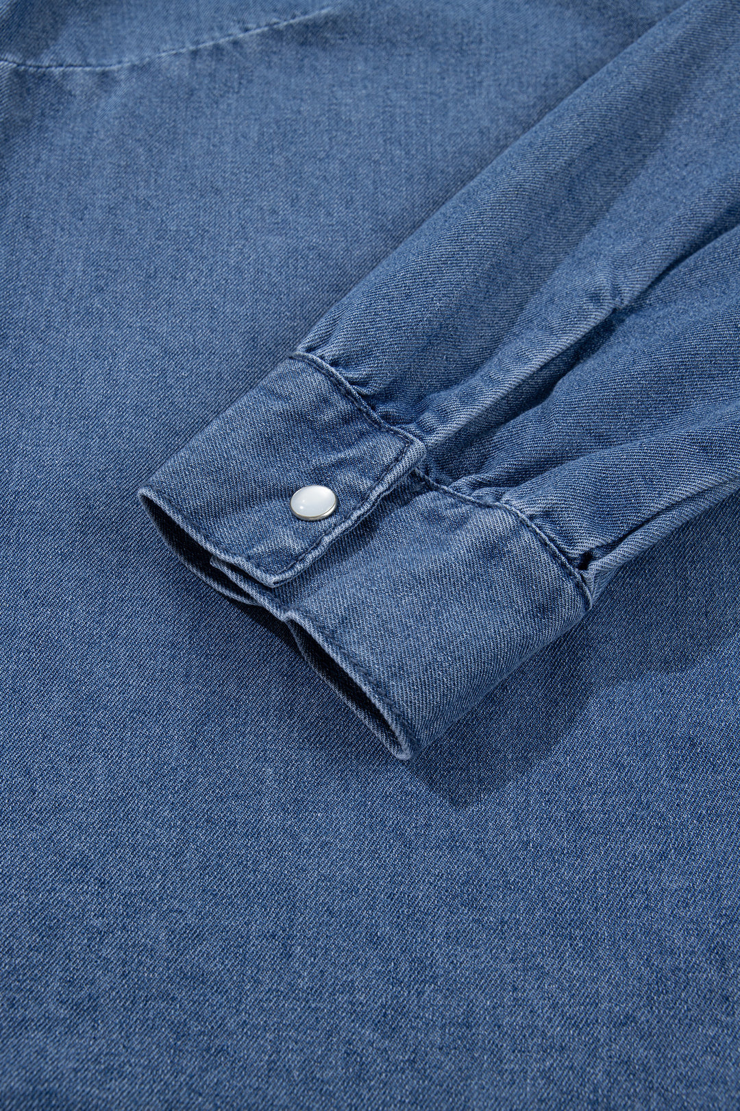 Dusk Blue Western Embroidered Collar Long Sleeve Denim Shirt