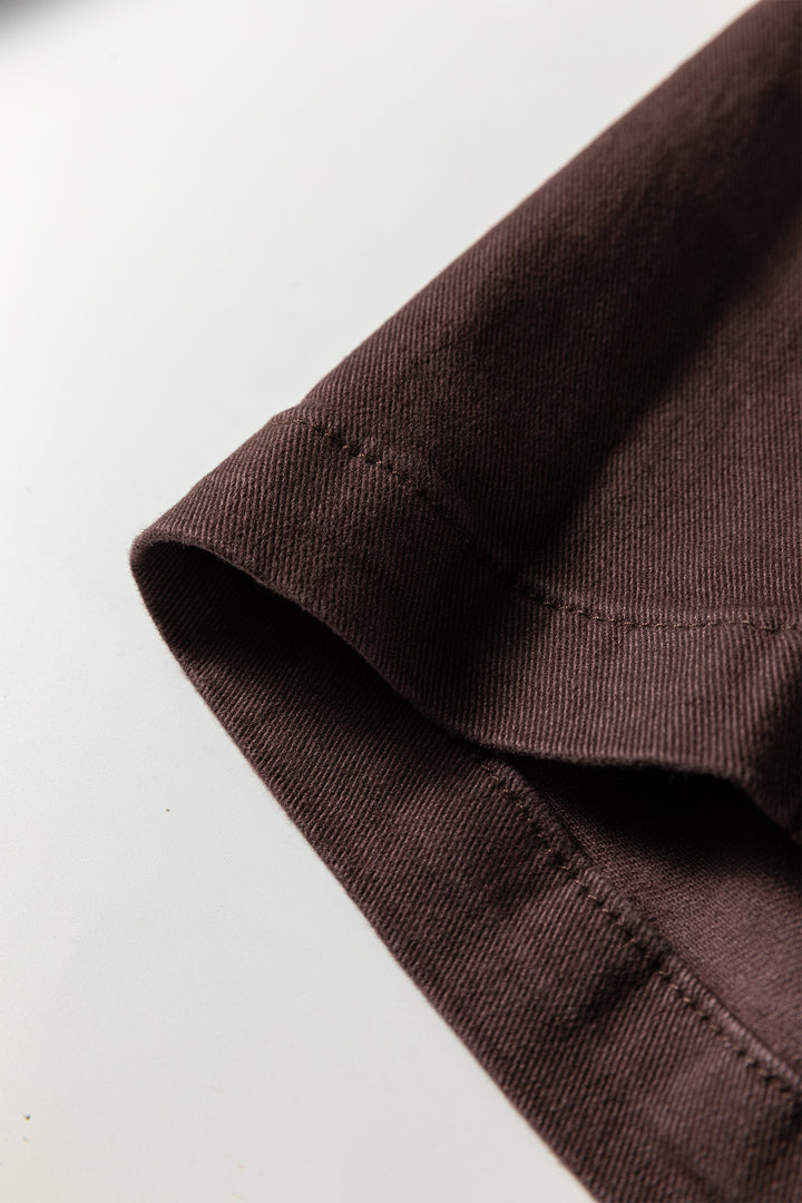 Red Sandalwood Solid Color Seamed Center Wide Leg Cropped Jeans