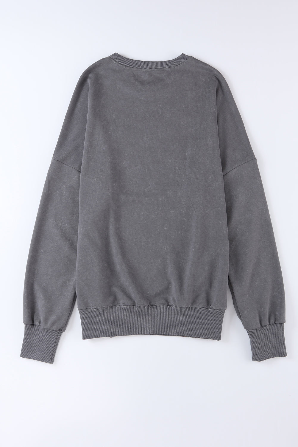 Gray Drop Shoulder Ribbed Trim Oversized Sweatshirt