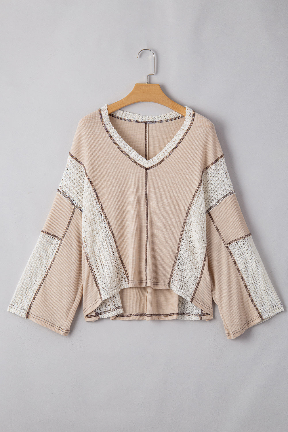 Ruby Crochet Detail Exposed Seam High Low Loose Top