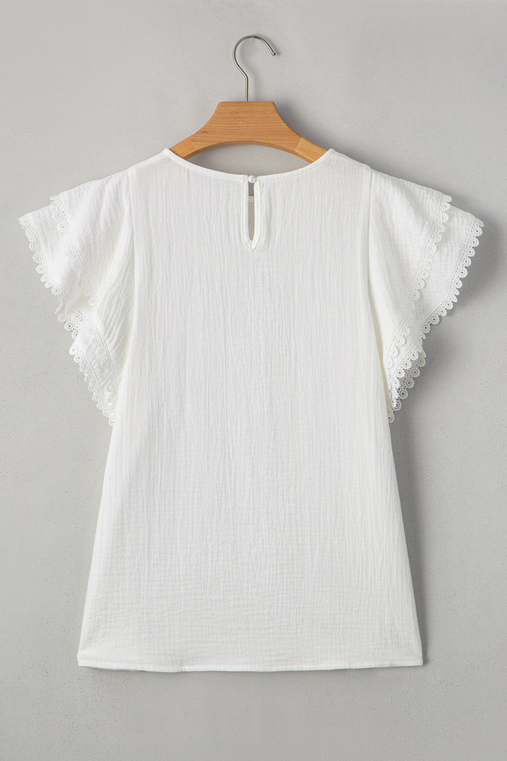 Cecelia Ruffled Flutter Sleeve Blouse