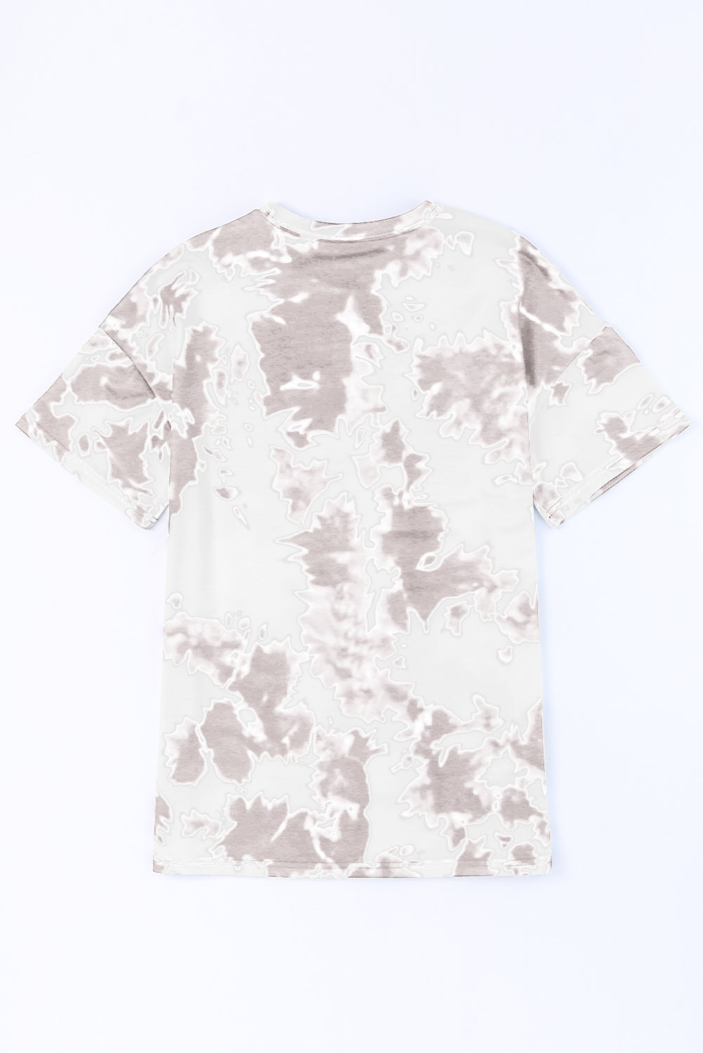 White Tie-dye Round Neck Short Sleeve Top