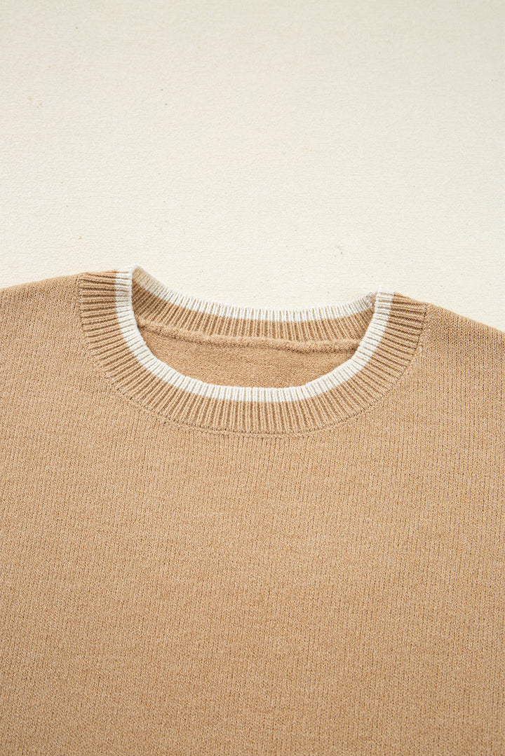 Ava Cuff Contrast Trim Sweater