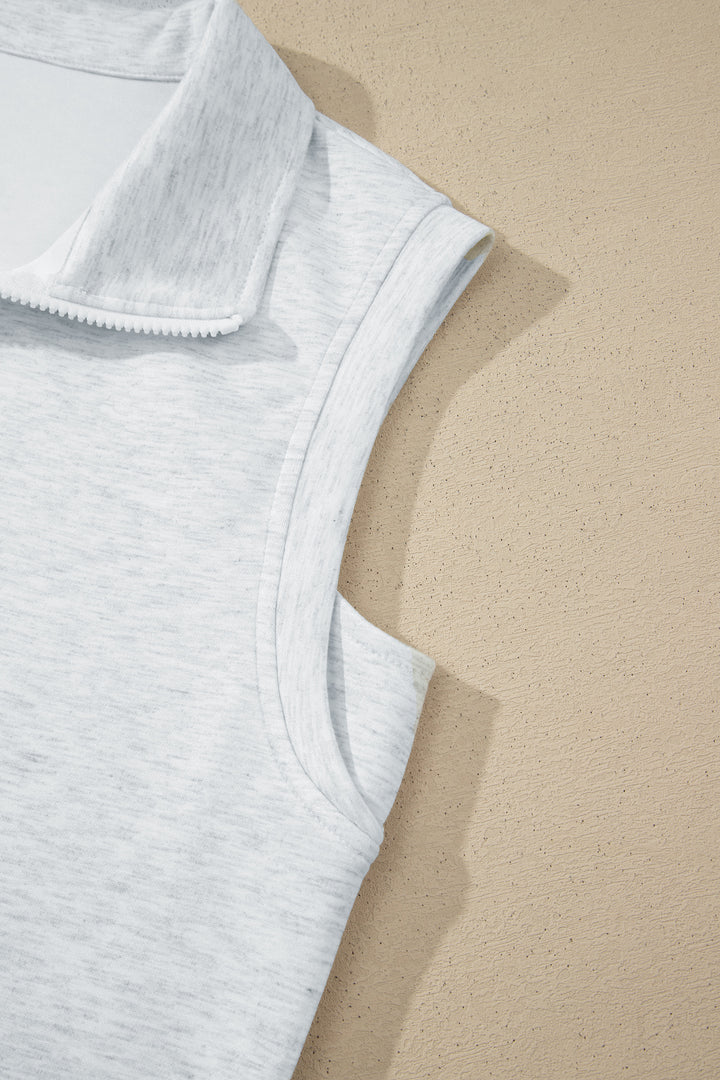 Light Grey Solid Color Sleeveless Zipper Tank and Skort Set