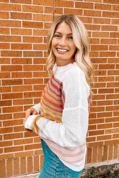 Poppy Stripe Long Sleeve Round Neck Sweater