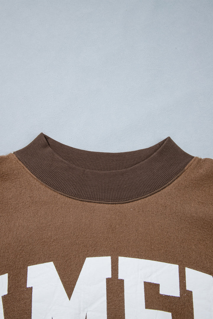 Coffee Letter Print Oversized Loose Fit Long Sleeve Plus Size Sweatshirt