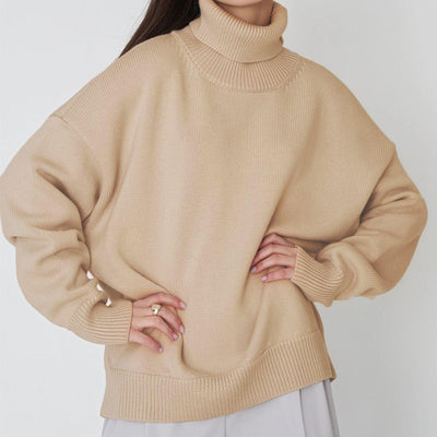 Turtle Neck Dropped Shoulder Sweater