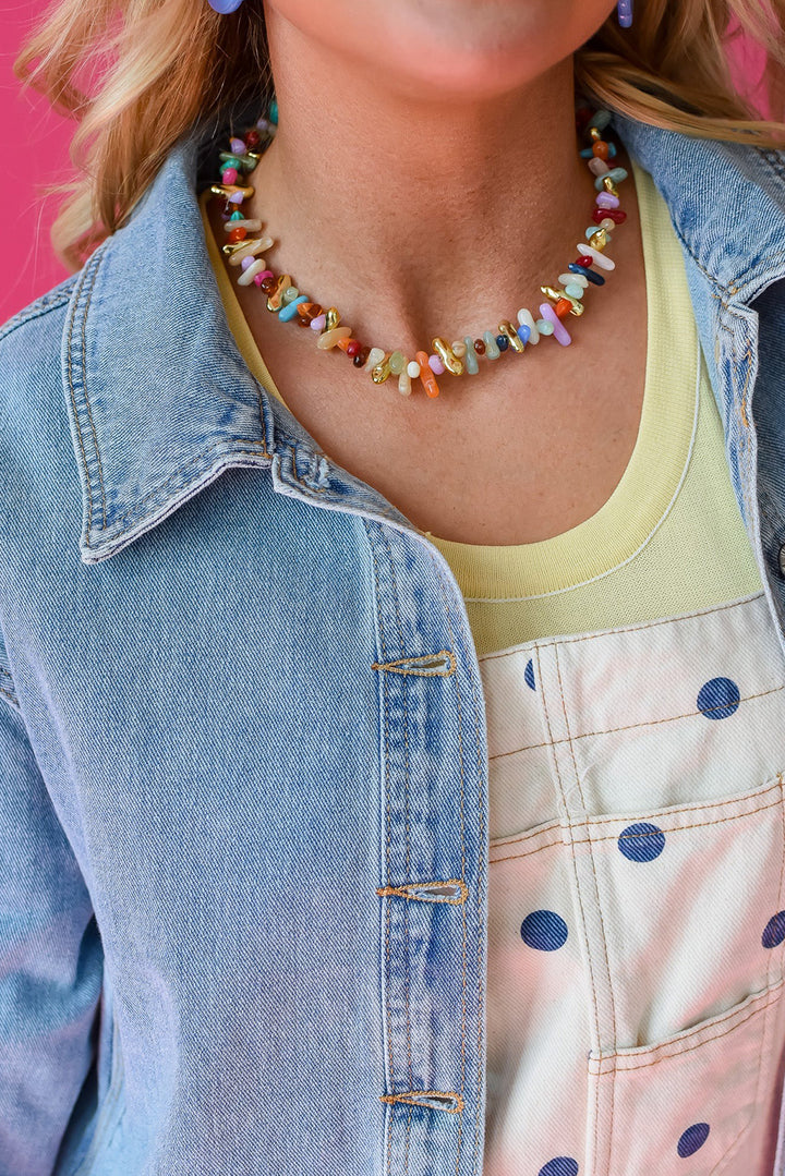 Beau Blue Draw-cord Hem Light Wash Denim Jacket