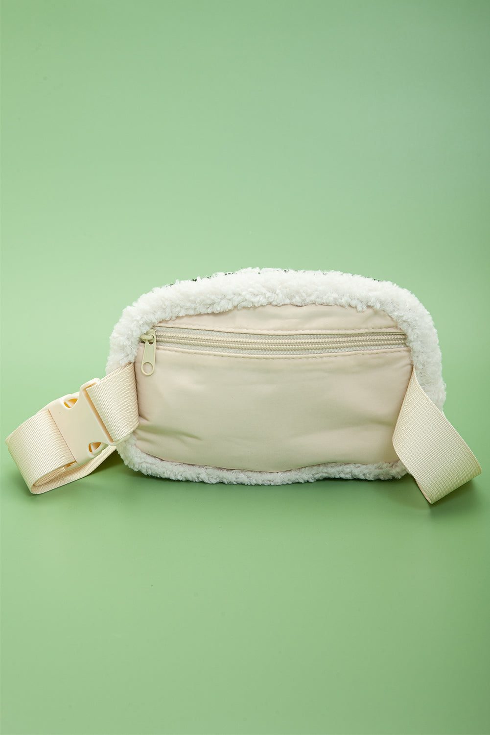 Bright White Sherpa Adjustable Strap Crossbody Bag