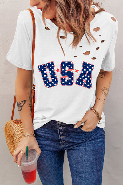 USA Round Neck Short Sleeve T-Shirt - Sybaritic Bags & Clothing