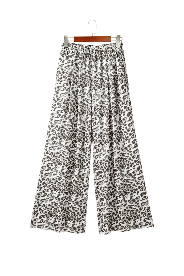 Multicolour Leopard Print Wide Leg Full Length Pants