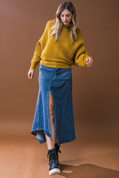 PEOPLE COME AS YOU ARE MIDI DENIM SKIRT