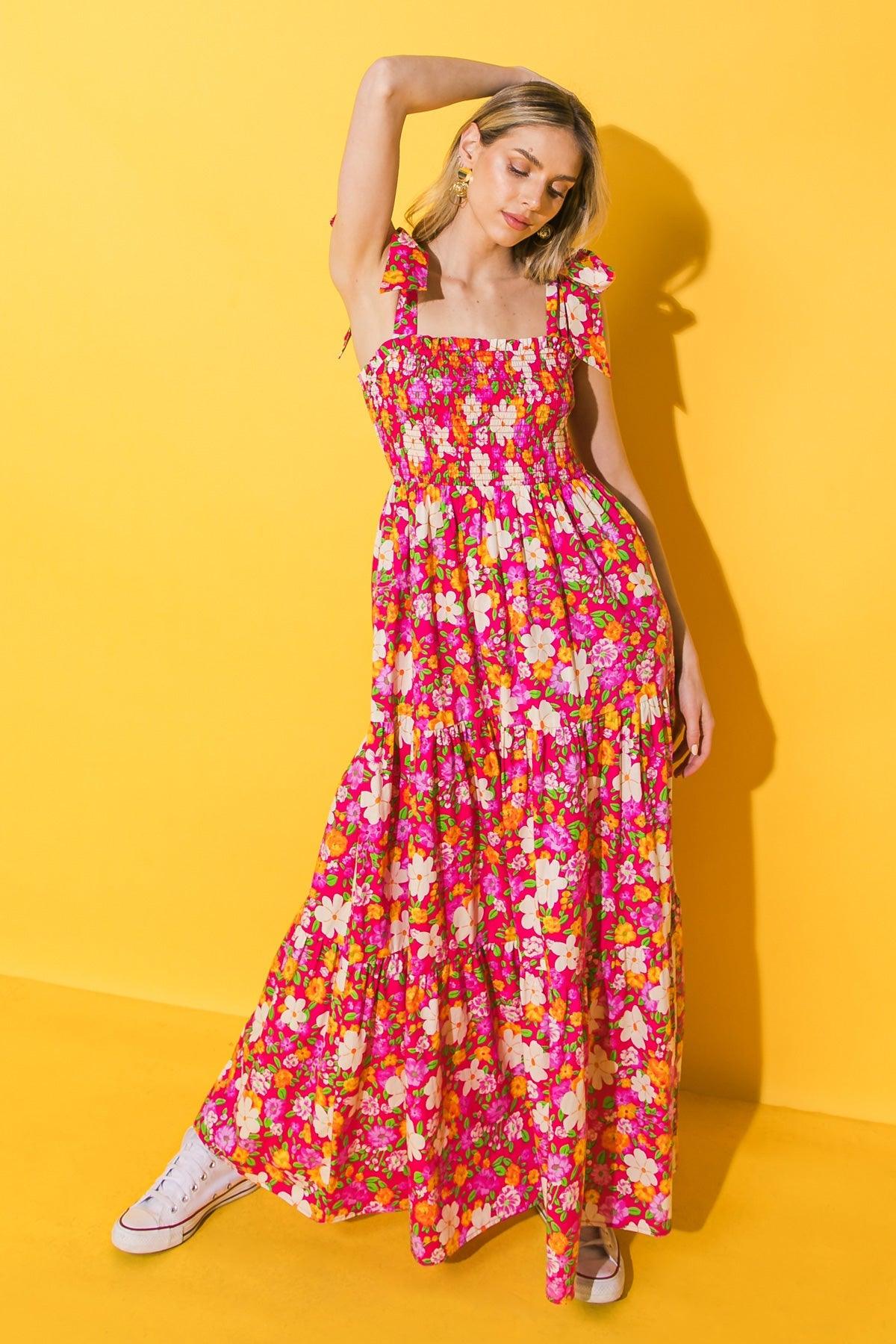 BEAUTIFUL ESSENCE FLORAL WOVEN MAXI DRESS