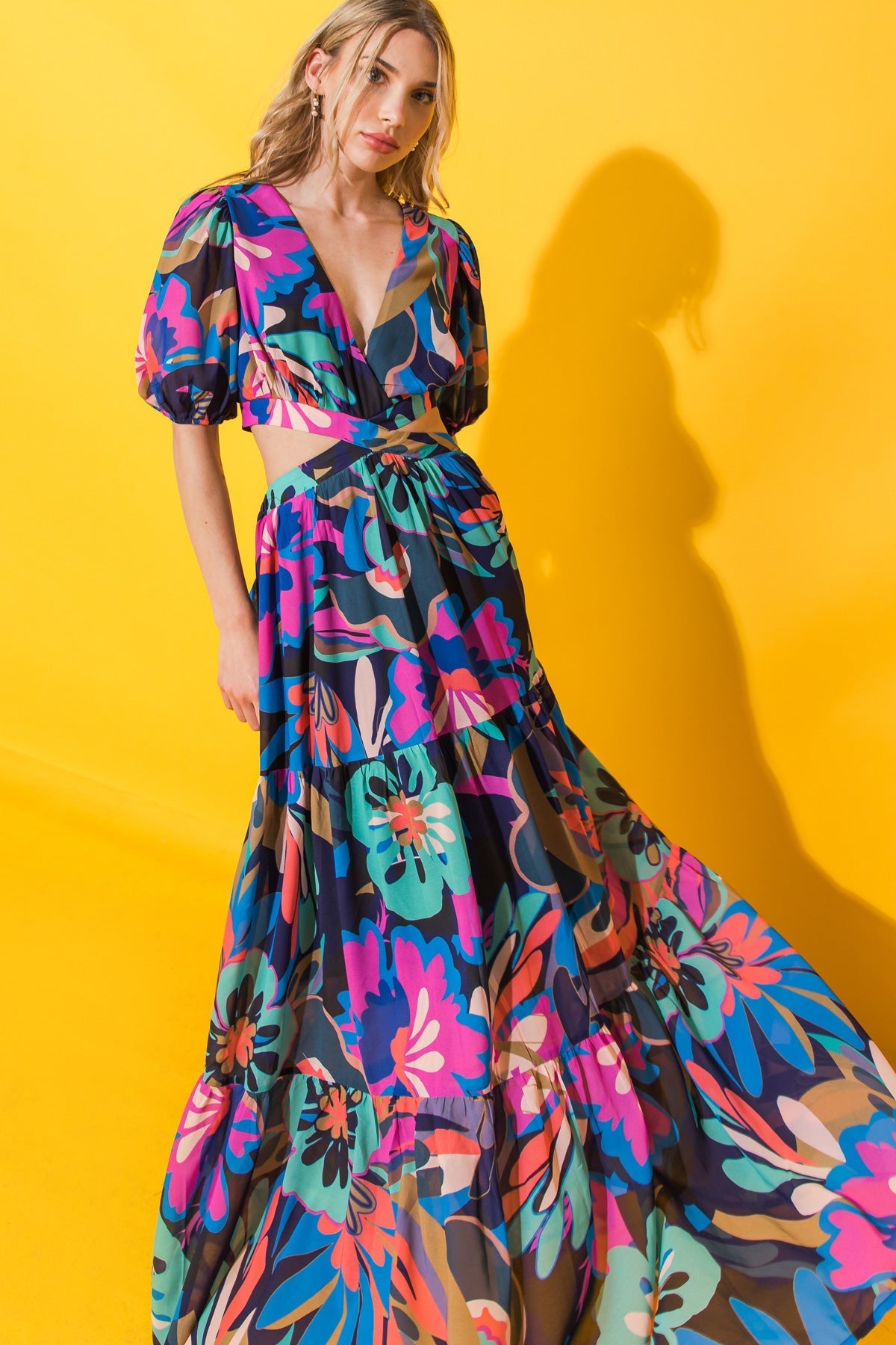 FLORAL DREAMS WOVEN MAXI DRESS