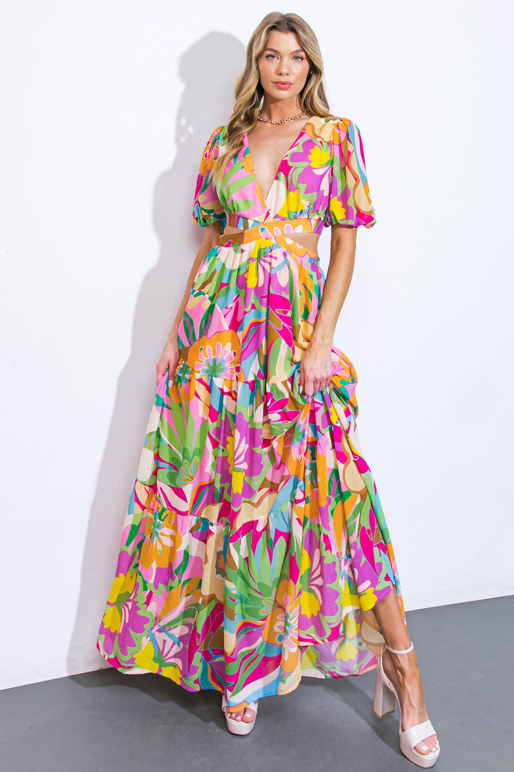 FLORAL DREAMS WOVEN MAXI DRESS