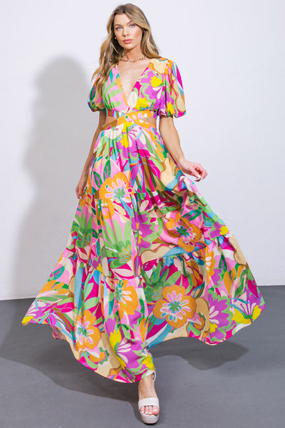 FLORAL DREAMS WOVEN MAXI DRESS