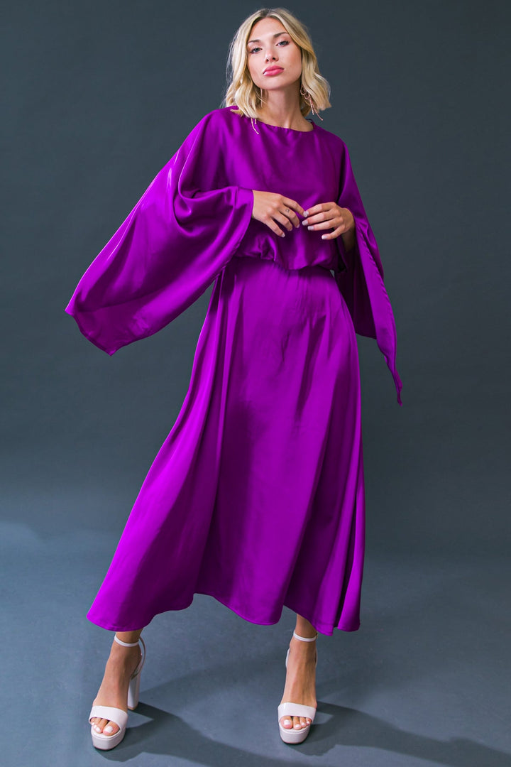 CAUGHT FEELINGS WOVEN MIDI DRESS