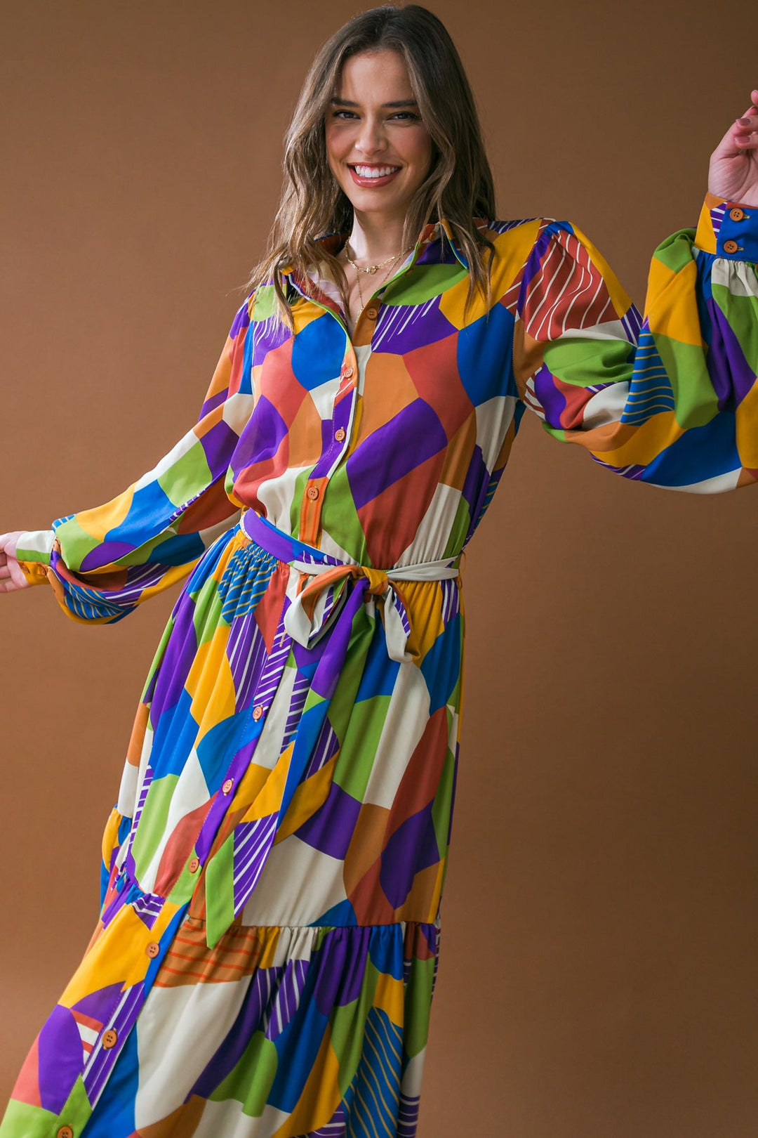 REMARKABLE FLAIR WOVEN MIDI DRESS