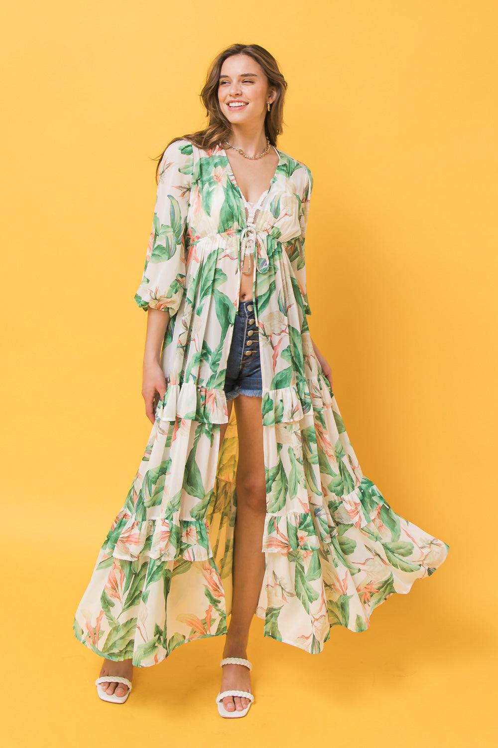 EASY DAYS FLORAL MAXI KIMONO TOP