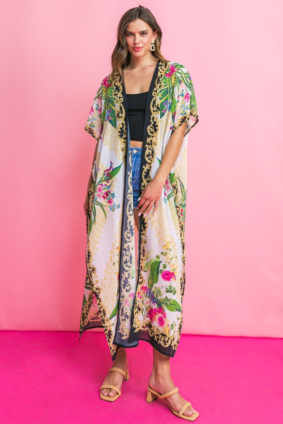 Model wearing Morro Bay woven maxi cover up