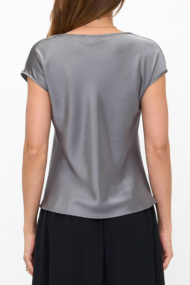 Solid Satin Top with Cowl Neck