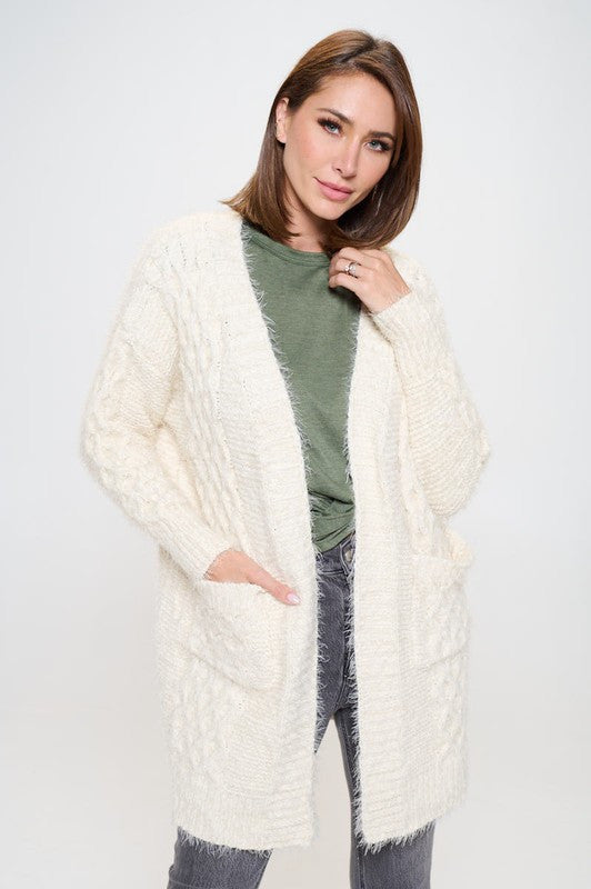 Extra Soft Knit Open Front Cardigan with Pockets