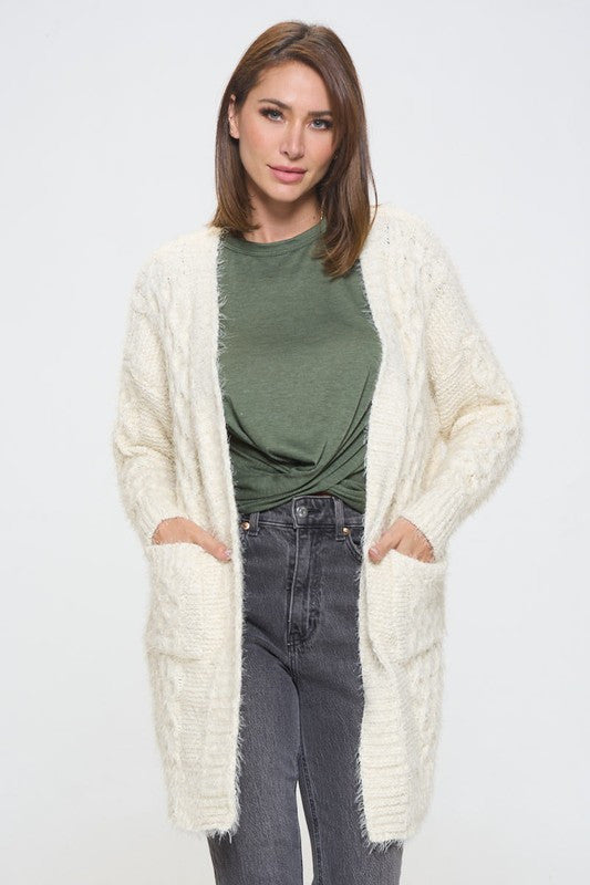 Extra Soft Knit Open Front Cardigan with Pockets