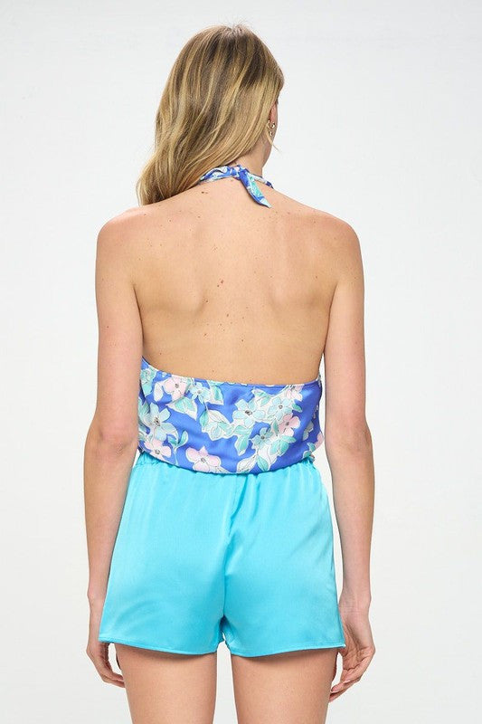 Satin No Sleeve Top with Front Twist