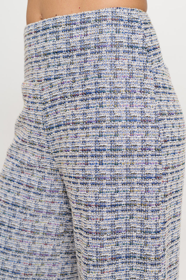 Plaid Tweed Knit with Wide Leg Pants