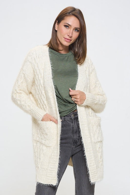 Extra Soft Knit Open Front Cardigan with Pockets