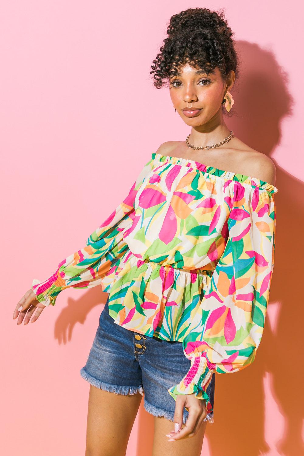 SEARCHING FOR CLARITY FLORAL WOVEN TOP