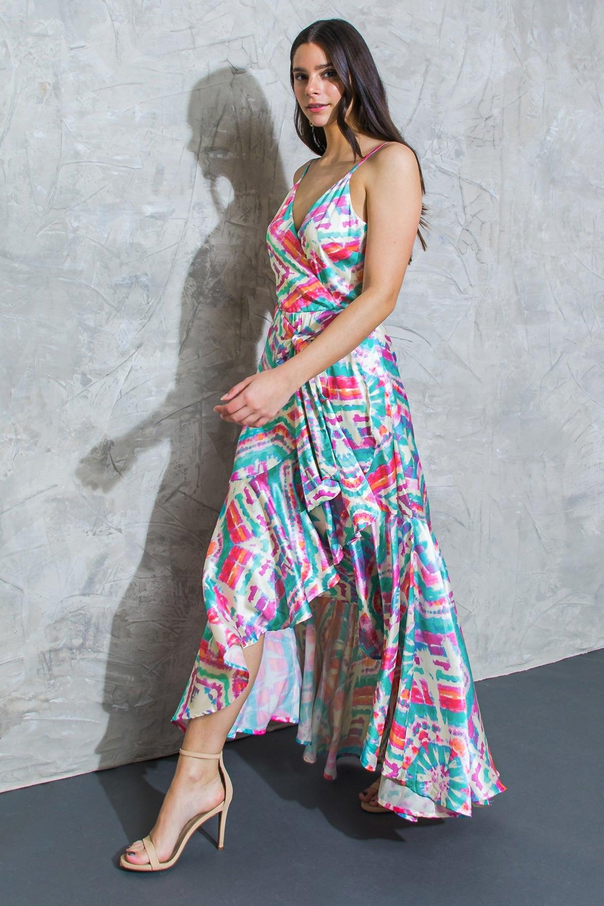 DOUBLE FANTASY SATIN MAXI DRESS