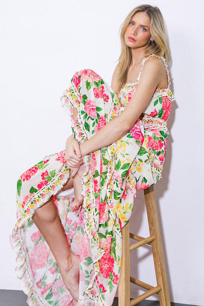 PULLING HEARTSTRINGS WOVEN MAXI DRESS