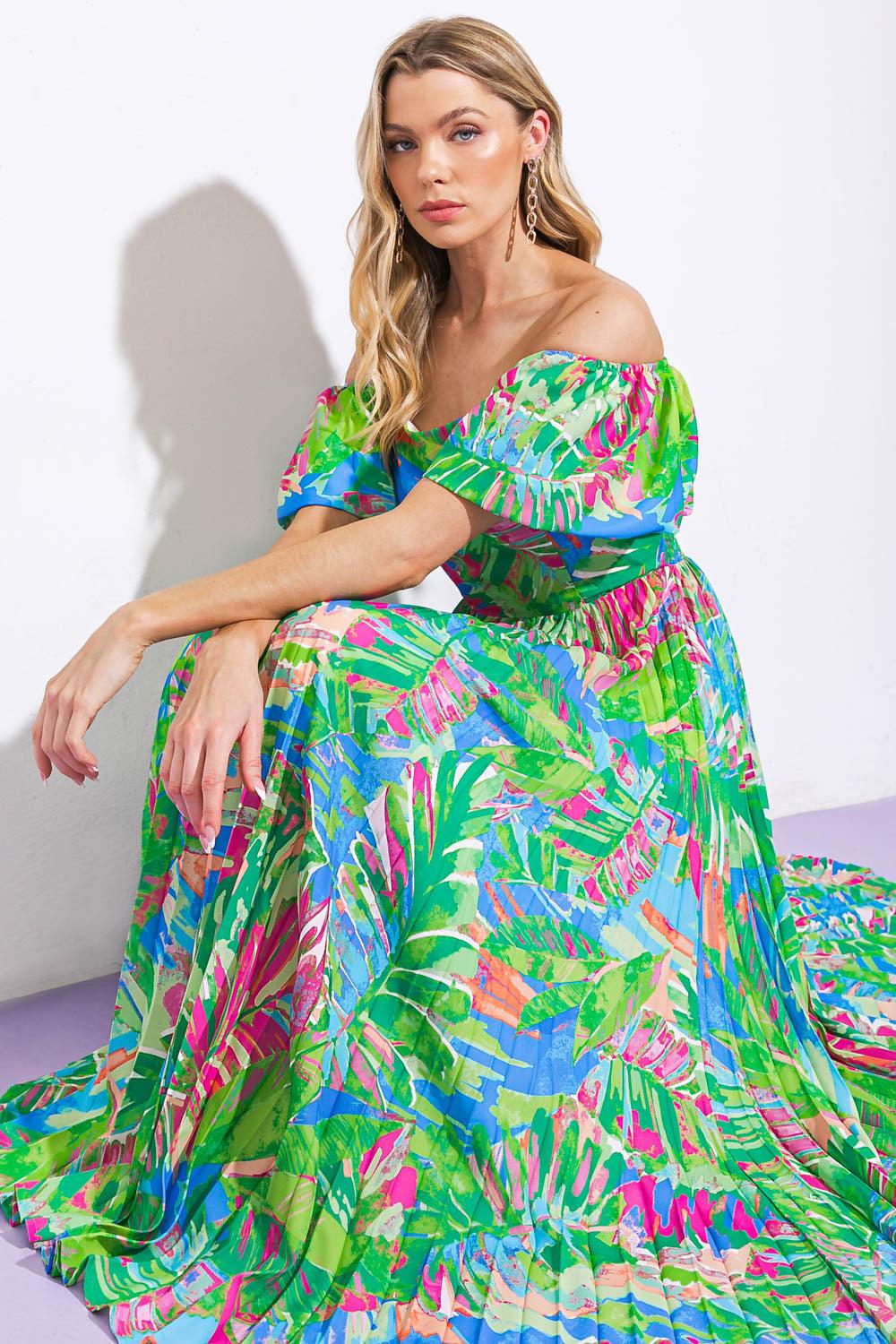 HIGH TIDE HEAVEN IN LOVELY BLOSSOMS WOVEN MIDI DRESS