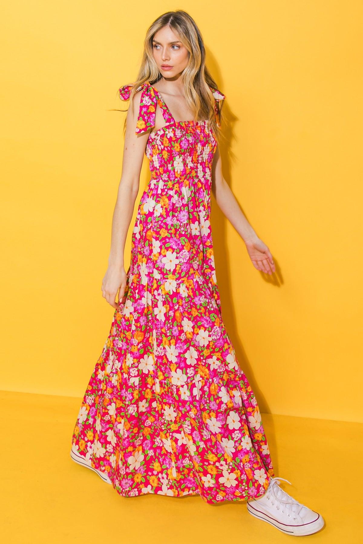 BEAUTIFUL ESSENCE FLORAL WOVEN MAXI DRESS