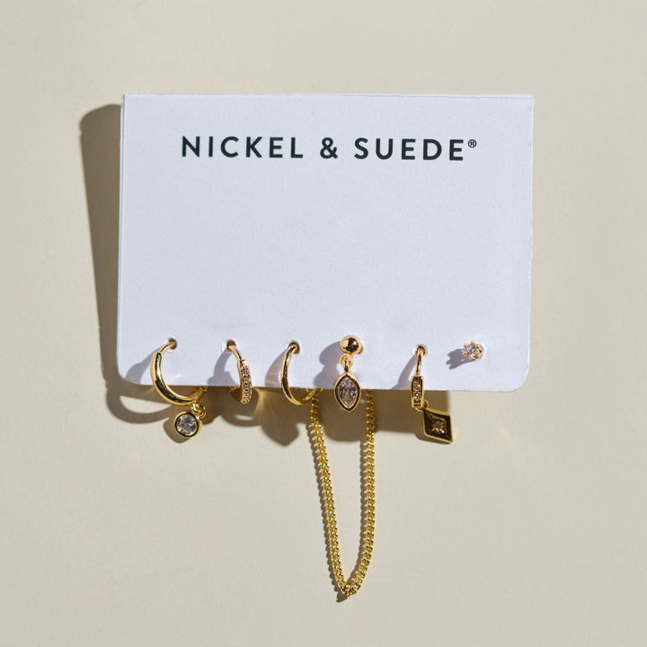 Gold Assorted Dainty Earrings Set