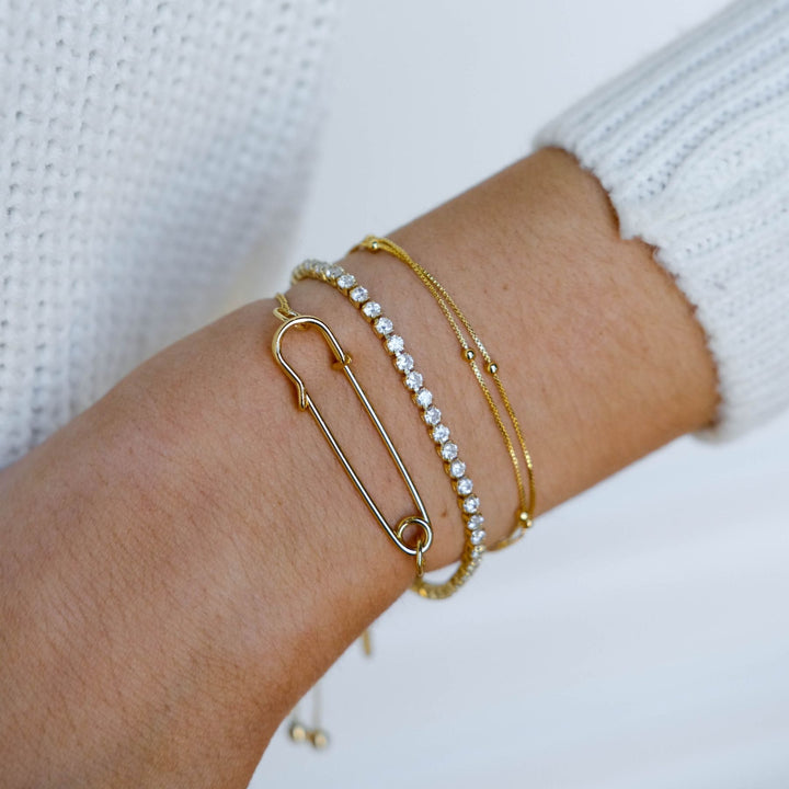 Gold Double Layer Saturn Chain Bracelet