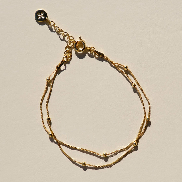 Gold Double Layer Saturn Chain Bracelet
