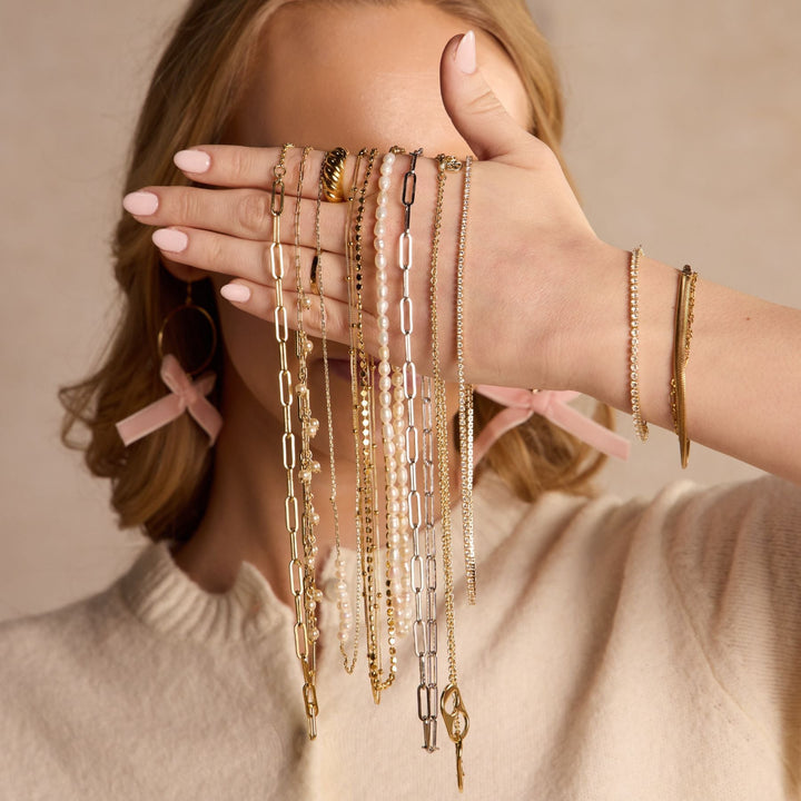 Gold Double Layer Saturn Chain Necklace