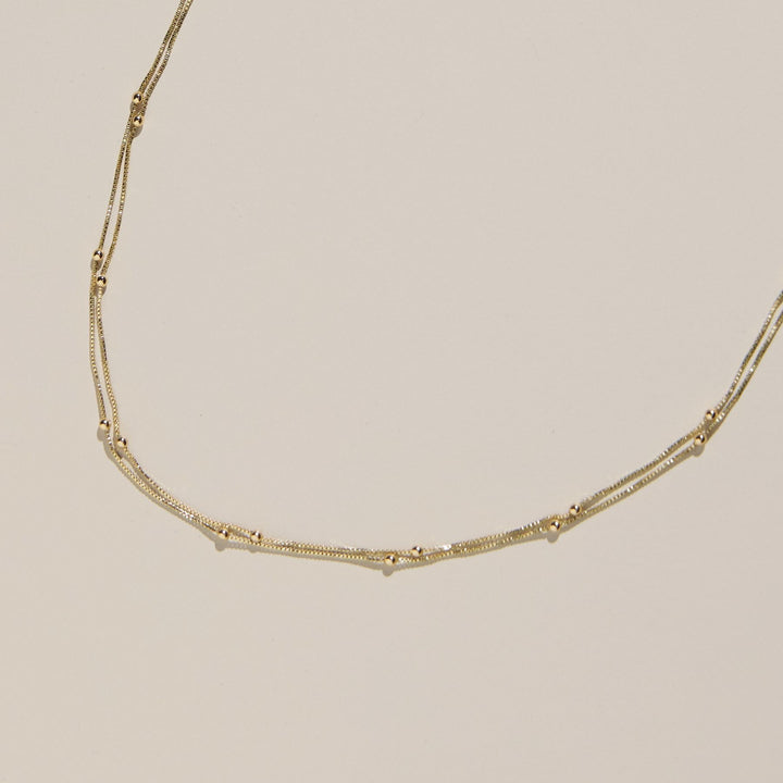 Gold Double Layer Saturn Chain Necklace