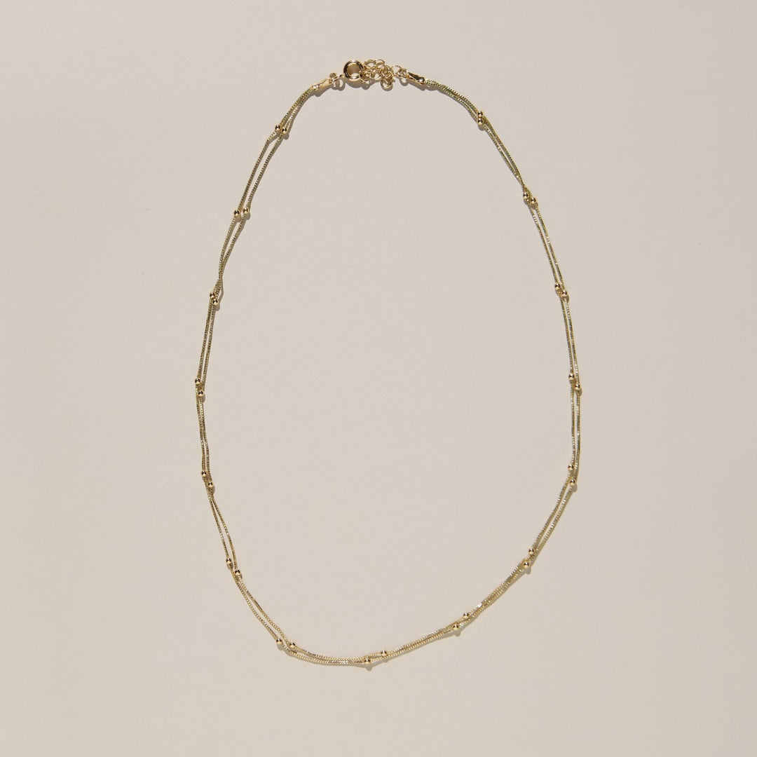 Gold Double Layer Saturn Chain Necklace