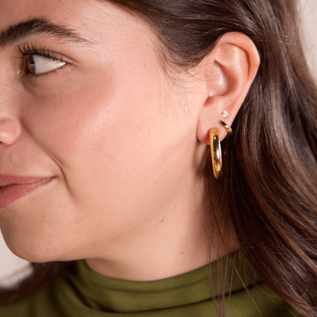 Gold Hollow Statement Hoops