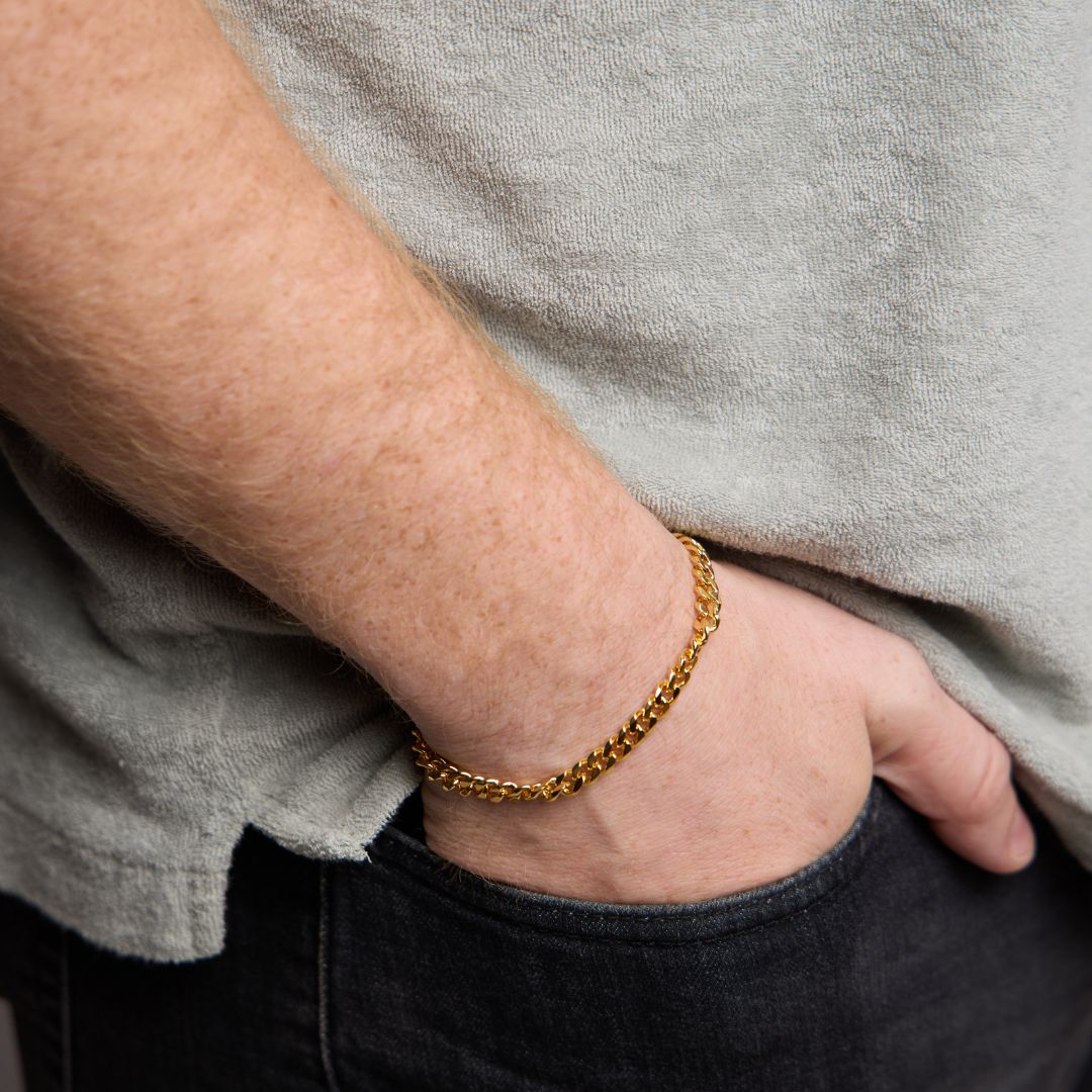 Gold Men's Curb Chain Bracelet