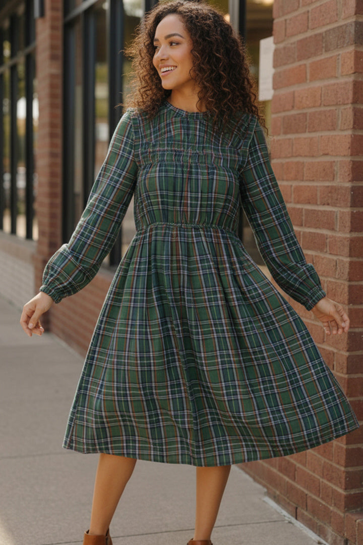 Cedar Lane Plaid Midi Dress