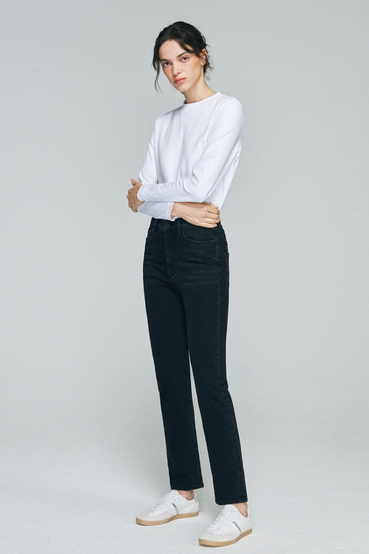 Two Shots High Rise Straight Crop Jeans HJ013